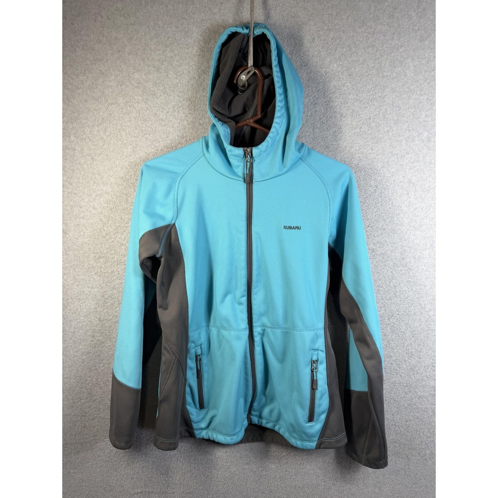Port Authority Jacket Womens Small Blue Hooded Softshell Subaru Full Zip Pockets